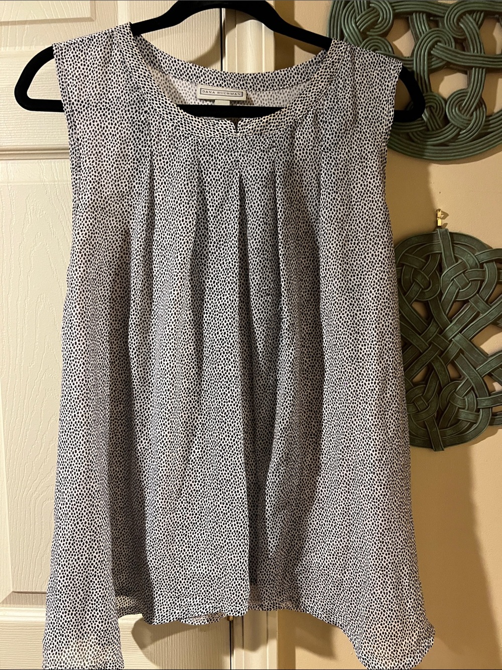 Career Work Black and White Dotted Sleeveless Top